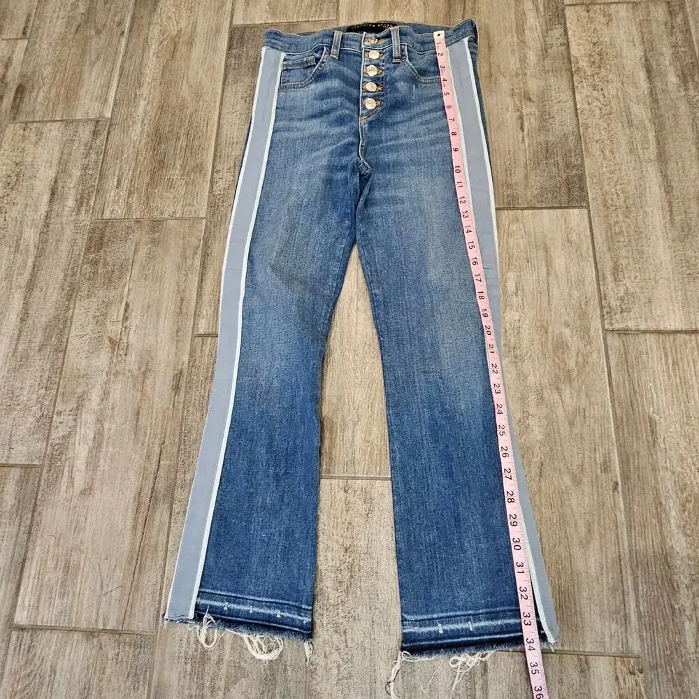 Veronica Beard Carolyn Baby Boot Jeans 26 High Rise Button Fly‎ Tuxedo Stripe